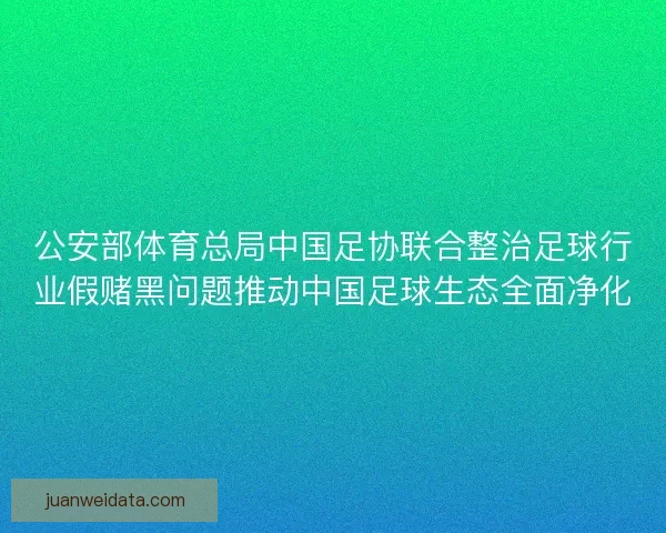 公安部体育总局中国足协联合整治足球行业假赌黑问题推动中国足球生态全面净化